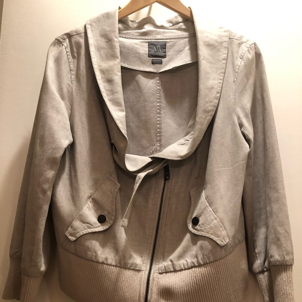 A/X Armani Exchange Gray Linen short Jacket Sz L